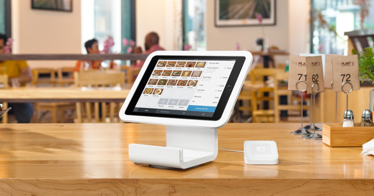 Square Stand point-of-sale terminal in a restaurant